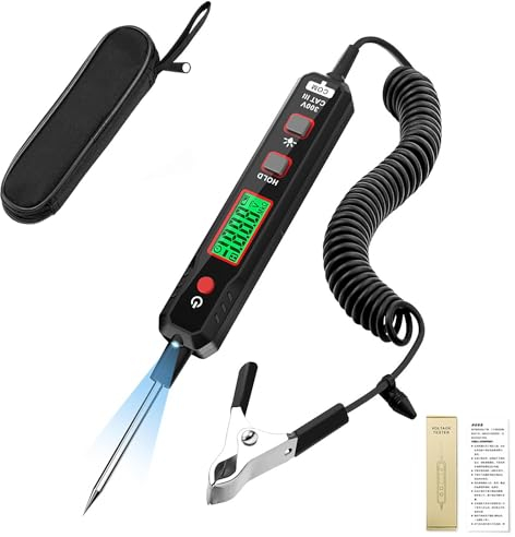 Carreuty Smart Circuit Tester with LCD Display, 0.8-100 V DC Fuse Tester with Metal Probe, Automotive Continuity Test Voltage Tester with Flashlight, Precise Electrical Tester for Car Battery