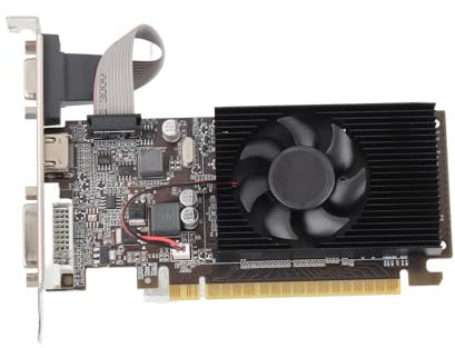 Scheda Grafica GT610 1G 1GB DDR3, Scheda Video Desktop 810/1800MHz con Ventola di Raffreddamento, Scheda Grafica PCI con Interfaccia PCI Express X16 2.0, DVI, VGA