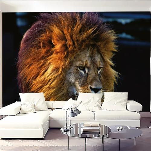 DSKJoviality Papier peint mural 3D de taille personnalisée, papier peint auto-adhésif, papier peint animal, papier peint lion, papier peint à décoller et à coller, peut déplacer de grandes peintures
