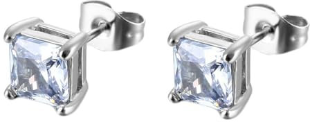 Ohrstecker Edelstahl, Ohrstecker Silber Quadrat mit Zirkonia Ohrringe Damen