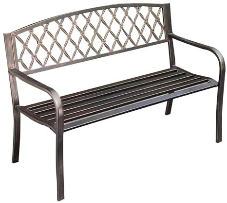 LYXXJRYBHD Gartenbänke, Sitzbank Outdoor, Metallbank für Den Außenbereich, Gartenbänke, Gartenmöbel, für Die Veranda, Den Park, Das Seeufer(Copper)