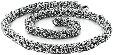 KnBoB Modeschmuck Halskette 45-70 cm, Byzantinische Kette 6/7/8MM Silber Edelstahl Herren Königskette