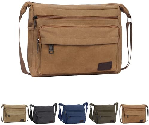 Fililogor Umhängetasche Herren, Schwarze Schultertasche Crossbody Kuriertaschen, Canvas Umhängetasche mit Breiter Gurt für Täglicher Gebrauch, Reisen, Outdoor