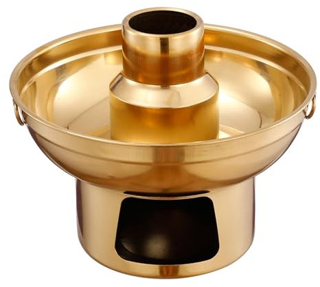CHEOTIME Edelstahl Dessertpfanne Camping, 22 cm 410 Edelstahl Dessertpfanne Trockeneis Dessertbehälter Topf Obstschale Brunnen Fondue für Eiscremefrüchte