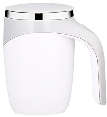ALEOHALTER Mixing Coffee Mug Self Stirring Mug, Automatic Magnetic Stirring Coffee Mug Stainless Steel Cup Hot Drink Mixer for Hot Cocoa,Chocolate,Mocha,Matcha,Milo(White)
