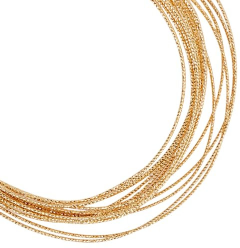 DELORIGIN 15 Gauge Twist Jewelry Wire 16Ft Gold Plated Copper Wire Textured Crafting Beading Wire Half Hard 1.5mm Wire for Bracelet Ring Jewellery Making DIY Beading Work Ornaments Craft Making