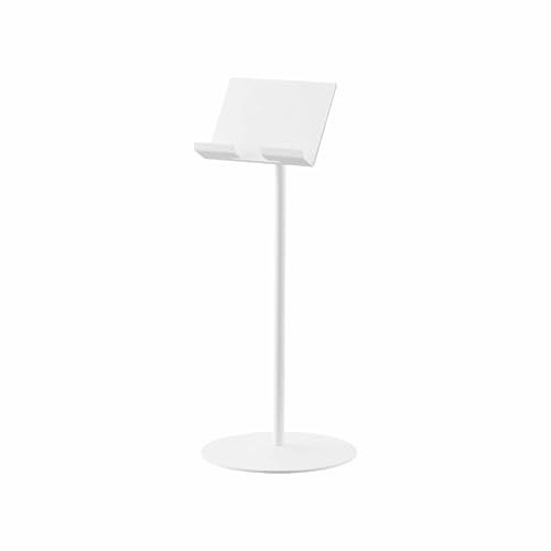 YAMAZAKI Smart Höhenverstellbarer Tablet-Ständer, weiß | Stahl, Verstellbarer Neignungswinkel, Integrierter Kabelhalter, 17 x 17 x 40.8-65.8 cm, Japanisches Design