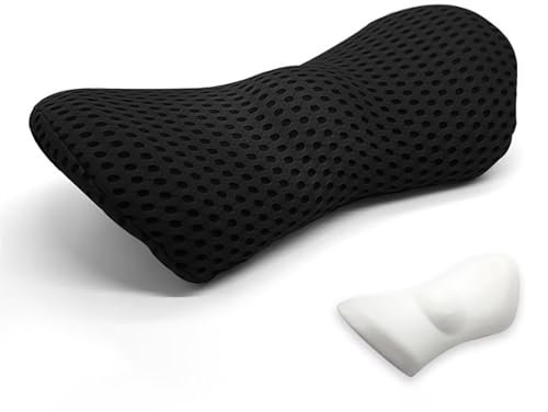 Edumov Lendenwirbelkissen, Ergonomisches Rückenkissen, Memory Foam Lendenkissen Auto, Komfort Rückenstützkissen zur Druckentlastung, Rückenpolster für Bett/Stuhl/Autositz/Bürostuhl (Schwarz)