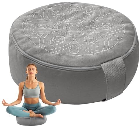 Omok Yogakissen, abnehmbar und washbar – Ideal für Meditation & Entspannung, Ergonomisches Bodenkissen & Sitzkissen, Nachhaltig & Bequem Meditationskissen (Grau, 35 * 13cm)