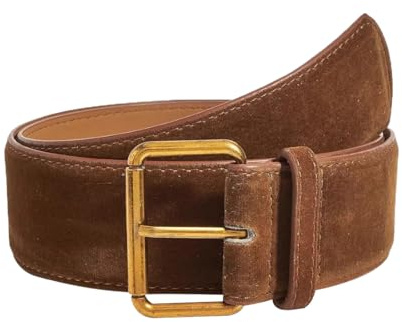 Hanaoops Damen Ledergürtel für Jeans Anzug Hosen Kleid Vintage Aus Wildleder Verstellbare Taille Gürtel Frauen Goldschnalle Vielseitiger Dekorativer Breit Gürtel (Braun, Einheitsgröße)
