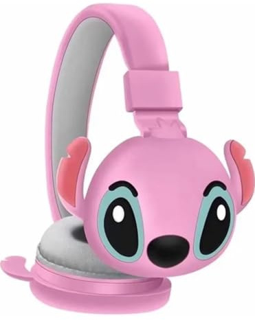 S&M Fashion Cute Angel Pink Kids Bluetooth Headphones – Wireless On-Ear Headset with 3D Angel Ears, Soft Cushioned Ear Pads, Foldable & Adjustable – Gift for Xmas, Birthday, Holidays
