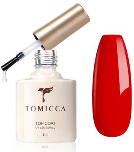 TOMICCA No Wipe Top Coat Gel 8ml High Gloss Finish | Long-Lasting Shine, Self-Levelling Gel Top Coat, Non-Sticky UV/LED Nail Lamp Cure, for Home Manicure & Nail Art