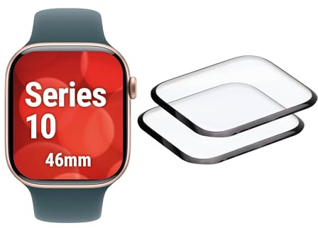 Displex Schutzglas für Apple Watch 11/10 (46mm), Edge-to-Edge, 2 Stück | DISPLEX Smartwatch Glass, Full Cover, Edge-to-Edge, unzerbrechliches Acrylglas, Eco-Applikator, Ultra-Dünn, Anti-Fingerprint