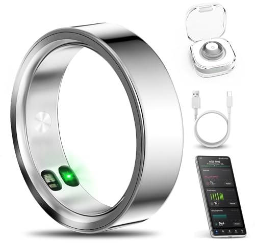 xiaobi Première bague intelligente au monde avec alertes d'appels/horloge/événements, sans abonnement à l'application, température corporelle/fréquence cardiaque/suivi de santé des femmes, anneau de