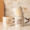 Speckled Glaze Bone China Heart Handle Ceramic Mug 350ml Cream Coffee Cup, Cute Tea Cup for Hot Drinks Valentine’s Gift Mug Assorted Designs (Mocha)