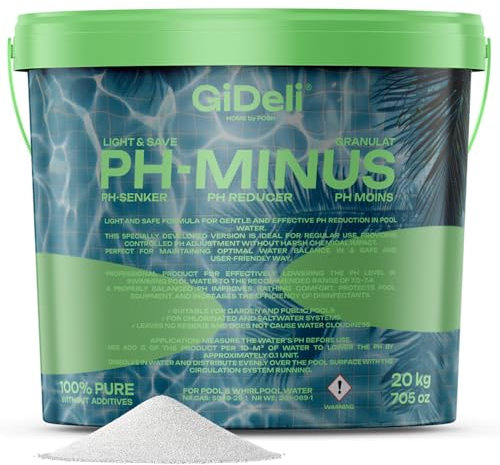 Granulés pH Minus Light - 20 kg - dans Un Seau - Réduit Le pH de la Piscine- Produit d'entretien de l'eau pour Une Eau cristalline - Idéal pour Tous Les Types de piscines