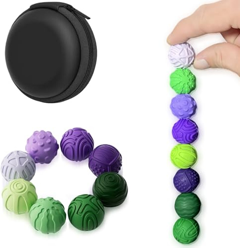 Echehi Stille Silikon Magnetkugeln für Erwachsene & Kinder, 8 Texturierte Stressball, Stressabbau, Konzentrationshilfe, Lautlos für Büro & Unterricht