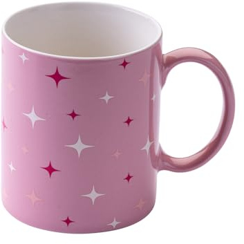 Paris Hilton Sternen Tasse, Elegante Steingut-Tasse in Dunkelrosa, 350 ml, mit ikonischem Aufdruck, Designed in Germany, Reinigung per Hand