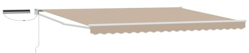vidaXL Elektrische ausziehbare Markise Beige und Weiß 5 x 3 m, Moderne elektrische Markise, Schatten für draußen, Aluminium-Pavilion, ausziehbarer Schutz, Gartenrücksitz, umweltfreundlich