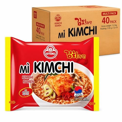 OTOKI Mi Kimchi Ramen Korean Style Instant Noodles 120g x 40 Packs | Kimchi Flavoured Ramyun | Spicy Tangy Korean Instant Ramen Multipack