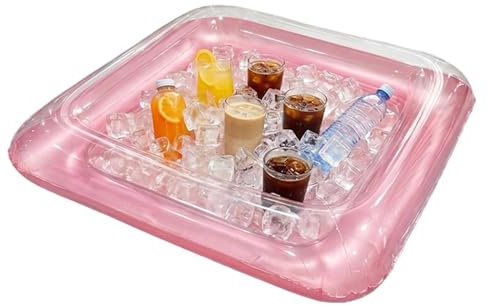 Barra Inflable Portátil Cuadrado Grande Flotante Engrosado | Nevera de mesa inflable para piscina, jardín, terraza, verano, cerveza, bebidas, aperitivos, picnic