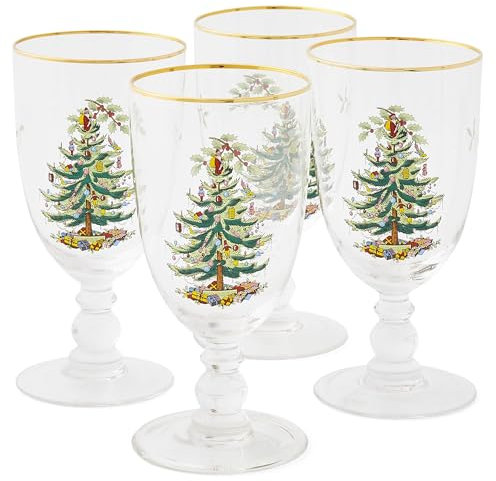 Spode Weihnachtsbaum-Becher mit Sockel, 16 Unzen (transparent, 4 Stück (1 Stück))