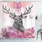 ABAKUHAUS Stammes Duschvorhang, Blumen-Blätter Hand gezeichnet, Stoffliches Gewebe Badezimmerdekorationsset mit Haken, 175 x 200 cm, Schwarz Rose
