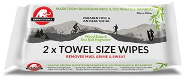 Mammoth Wipes - Bamboo Sports Towels | Biodegradable Festival Wipes | Pet Safe | 120 cm x 80 cm each | 2 per Pack