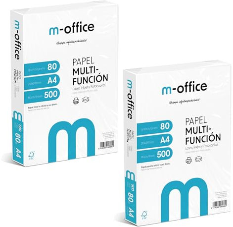 A4-Papier, 80 g, 2 Packung mit 500 Blatt, Multifunktionspapier für Inkjet- und Laserdrucker, A4-Blätter, 210 x 297 mm, ideal für Büro und Zuhause · m-office (1000 Blatt)
