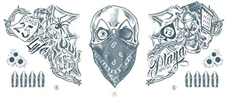 Tinsley Transfers Vandal Hals-Klebe-Tattoo FX - Nacken-Tattoo - Kostüm-Zubehör für Halloween, Karneval & Motto-Party