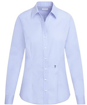 Seidensticker Damen Women Slim Longsleeve Cotton Bluse, Hellblau, 40 EU