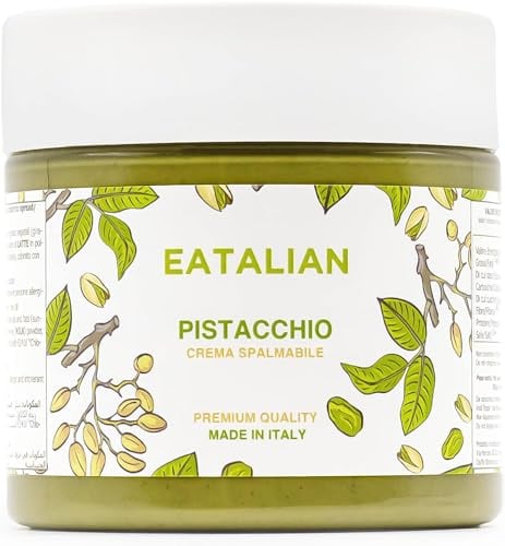 EATALIAN by AMZ BETTER Pistaziencreme, Köstliche streichfähige Creme mit Süßem und Einzigartigem Geschmack, Ideal auf Brot, Perfekt mit Eis, Hervorragend für Dubai Chocolate, 200 gr Made in Italy
