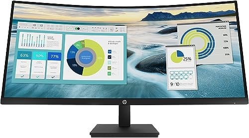 HP P34hc G4 Monitor, Schermo Curvo da 34 WQHD IPS, Risoluzione 3440 x 1440, Tempo Risposta 5 ms, Regolazione Inclinazione e Altezza, Antiriflesso, DisplayPort, HDMI, USB-A, USB-C, Nero