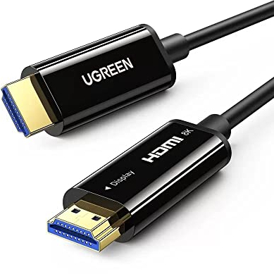 UGREEN HDMI 2.1 Glasfaser Kabel 8K@60Hz, 4K@120Hz/144Hz, 48 Gbps, Vergoldete Anschlüsse mit Ethernet, 3D ARC CEC HDCP HDR, kompatibel mit TV, Monitor, Blu-ray, PS5/PS4/PS3, Soundbar usw. (20M)