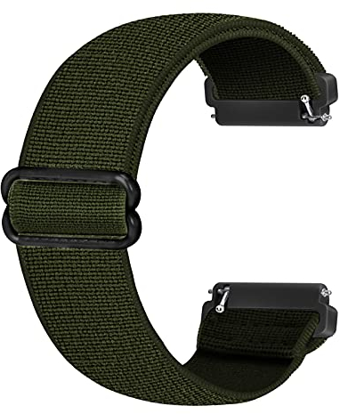 Ecogbd Cinturino di ricambio elastico compatibile con cinturino Fitbit Versa/cinturino Fitbit Versa Lite/cinturino Fitbit Versa 2, cinturini in nylon tessuto morbido per donna uomo (Verde militare)