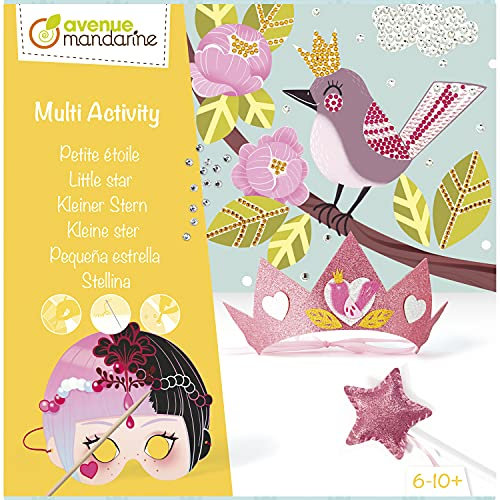 MY MANDARINE KC116C- Coffret créatif enfant - 3 Tableaux, 1 Couronne et 1 Baguette - À partir de 6 ans - Thème PETITE ETOILE
