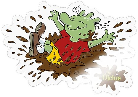 Spreadshirt Die Olchis Classic Ab In Den Schlamm Sticker, max. 10 x 10 cm, 10 x 10 cm, Transparent glänzend