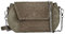 ITALYSHOP24-COM OBC Made in Italy Damen Leder Tasche Kroko Prägung oder Glattleder Umhängetasche Clutch Wildleder Handtasche Ledertasche Schultertasche Taupe (Kroko)