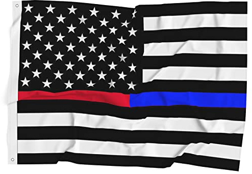 DELAYNOMORE77 Dünne rote und blaue Linie, amerikanische Flagge, USA, Banner aus Polyester, lebendige Farben und UV-beständige Flagge, Polizist und Feuerwehrmann Feuerwehrmann Outdoor-Banner