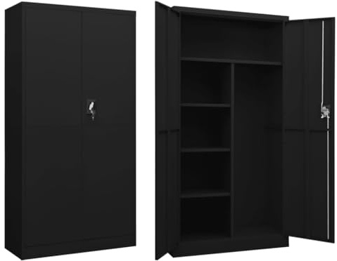 vidaXL Schließfachschrank Umkleideschrank Stahlschrank Lagerschrank Metallschrank Kleiderschrank Aktenschrank Schrank Schwarz 90x40x180cm Stahl