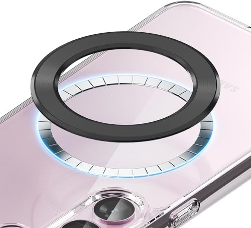 Universal Handy Magnet Ring Sticker für alle Smartphones, Sinjimoru Starke Magnetring Platte zum Aufkleben für Android/iPhone Hülle kompatibel mit MagSafe Ladegerät & Zubehör. M-Ring Plate Schwarz