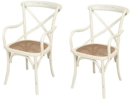 Biscottini Pack de 2 Sillas de Comedor Ratan 89x43x50 cm - Sillas Comedor Madera - Sillas Cocina Vintage - Silla Comedor Muebles Rusticos