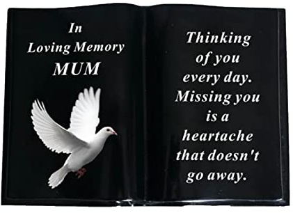 Widdle Gifts Ltd Graveside Memorial Open Book Ornament - Black with Dove - Mum 9061