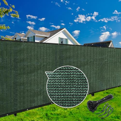 KANAGAWA 1,8 m x 7,6 m Sichtschutzzaun, 90 % Verstopfung, strapazierfähig, 175 g/m², Netzabdeckung für Außenbereich, Wand, Garten, Hof, Hinterhof, 40 Kabelbinder, Dunkelgrün