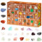 M 24pcs Heilung Kristall Advent Kalender Box Ore Minerals Rocks Weihnachten Countdown -Kalender kreative frühe Bildung Spielzeug Spaß Edelstein Spielzeug Überraschungen Kinder
