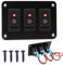 RUNCCI-YUN 3 Gang 12V pannello interruttore, Pannello interruttore a bilanciere 4 Pin On Off Toggle interruttori luce Rosso pannello impermeabile per 12V/24V Marine Boat RV Truck Car ATV