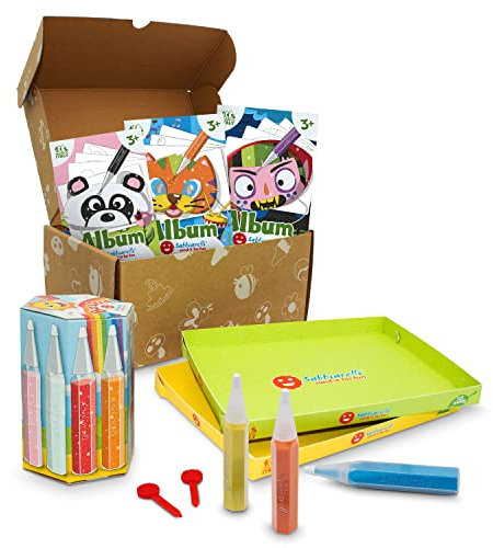 Sabbiarelli Sand-it For Fun - Box Alle in Masken, kreatives Bastelset zum Ausmalen mit Sand, Karnevals- und Geburtstagsaktivität, Geschenkidee für Kinder ab 3 Jahren