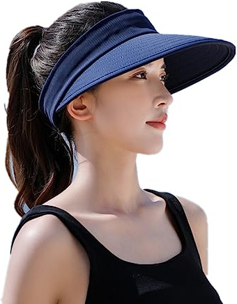 SJTJSPX - Gorra de visiere deportiva para verano, sombrero de sol, desmontable para mujer, ancho borde, plegable, sombrero de playa, viaje, protección UV, gorras de béisbol, piscina, camping, pesca,