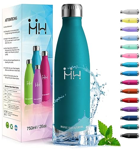 HoneyHolly Botella agua Acero Inoxidable, Botella Termica - 750ml sin BPA, Botella de Agua Deportiva, Doble Pared al Vacío a Prueba de Fugas, Cantimplora Termica para Gimnasio
