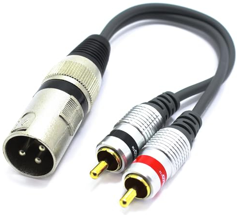 VITALCO Adaptador XLR macho a 2 conectores RCA macho de 3 pines para micrófono a doble cable RCA